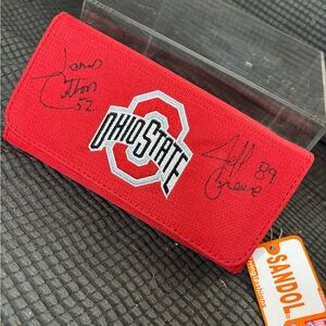The Ohio State University Red Wallet Signed by James Cotton & Jeff Greene